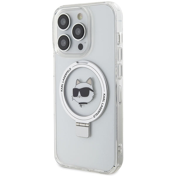 Θήκη MagSafe για Apple iPhone 15 Pro, Karl Lagerfeld, Ring Stand Choupette's Head, Λευκή