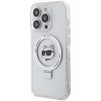 Θήκη MagSafe για Apple iPhone 15 Pro, Karl Lagerfeld, Ring Stand Choupette's Head, Λευκή