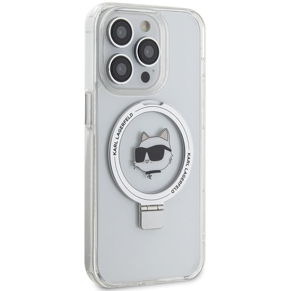 Θήκη MagSafe για Apple iPhone 15 Pro, Karl Lagerfeld, Ring Stand Choupette's Head, Λευκή