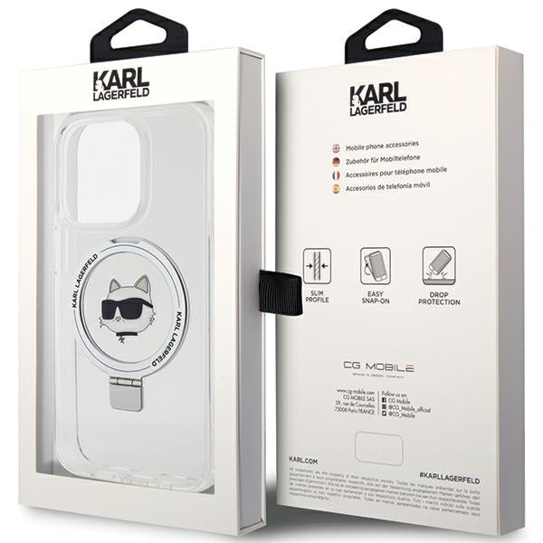 Θήκη MagSafe για Apple iPhone 15 Pro, Karl Lagerfeld, Ring Stand Choupette's Head, Λευκή