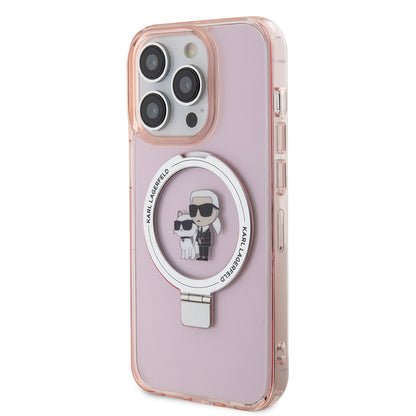 Θήκη MagSafe για Apple iPhone 15 Pro, Karl Lagerfeld, Ring Stand Karl & Choupette, Ροζ