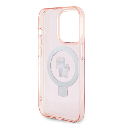 Θήκη MagSafe για Apple iPhone 15 Pro, Karl Lagerfeld, Ring Stand Karl & Choupette, Ροζ