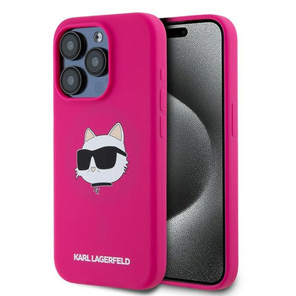 Θήκη MagSafe για Apple iPhone 15 Pro, Karl Lagerfeld, Σιλικόνη Choupette's Head, Φούξια