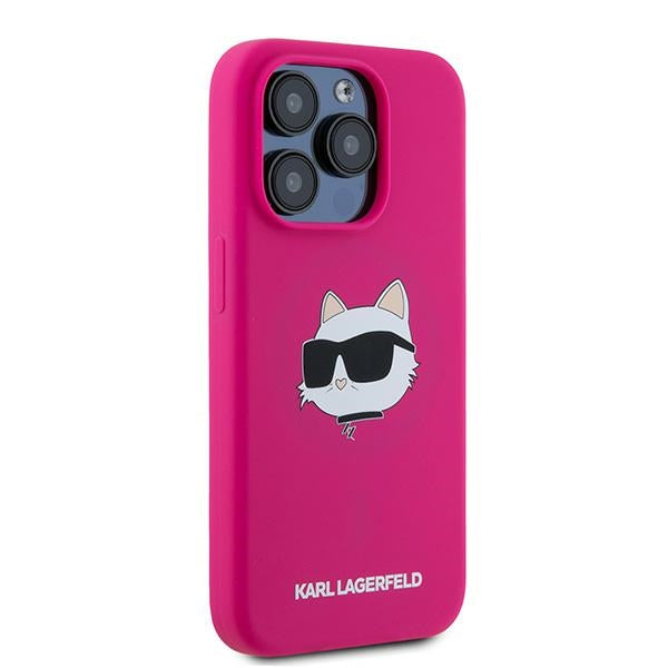 Θήκη MagSafe για Apple iPhone 15 Pro, Karl Lagerfeld, Σιλικόνη Choupette's Head, Φούξια