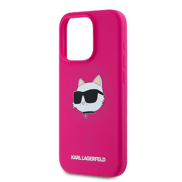 Θήκη MagSafe για Apple iPhone 15 Pro, Karl Lagerfeld, Σιλικόνη Choupette's Head, Φούξια