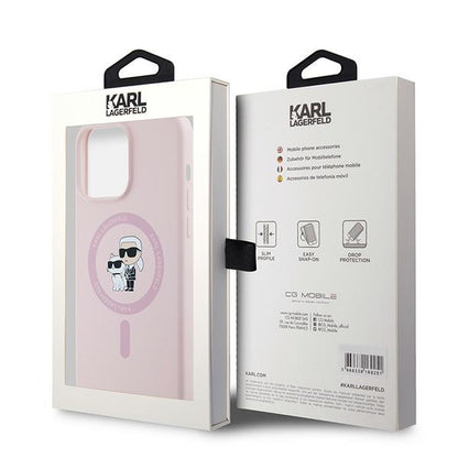 MagSafe Case for Apple iPhone 15 Pro, Karl Lagerfeld, Karl & Choupette Silicone, Pink