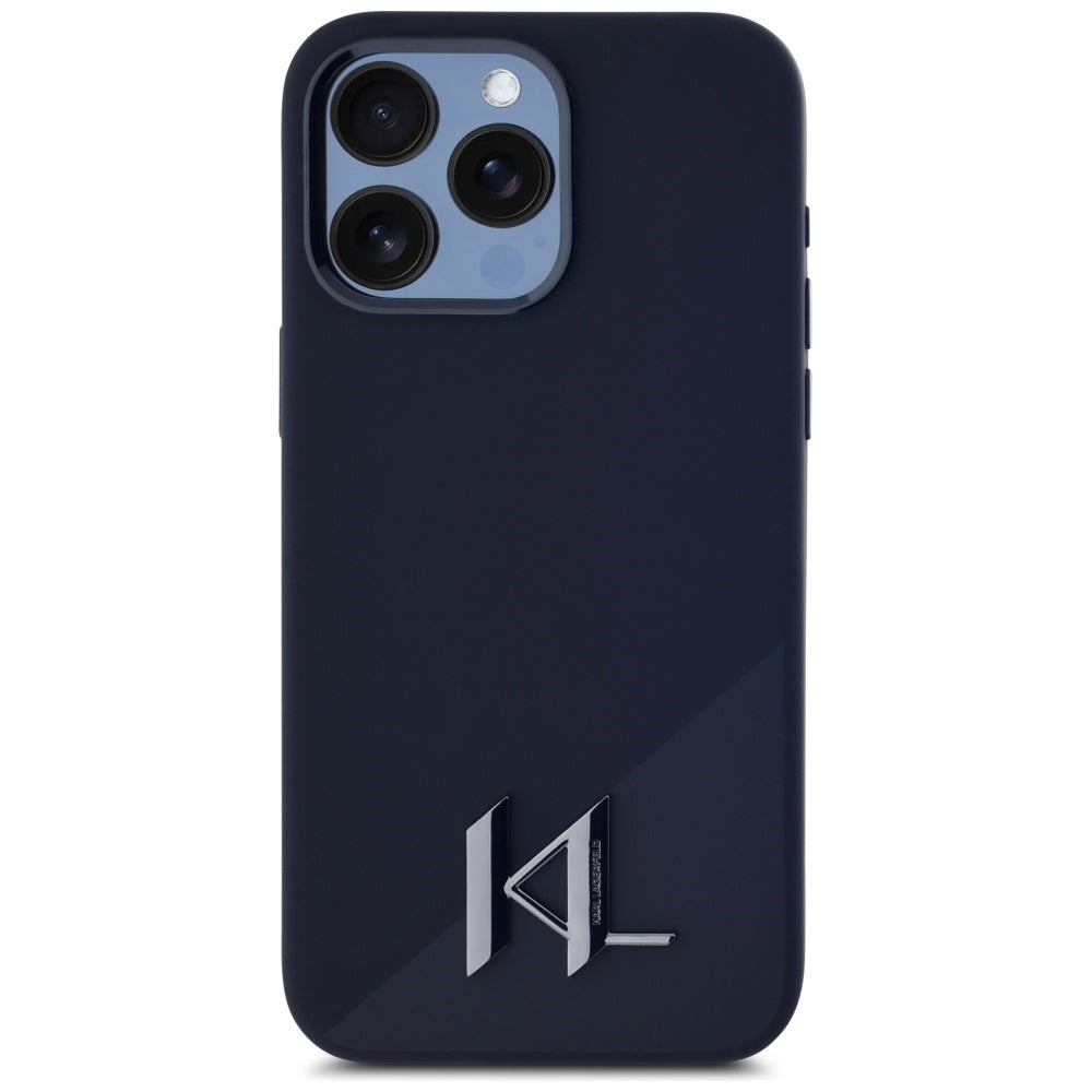 Θήκη MagSafe για Apple iPhone 15 Pro, Karl Lagerfeld, Silicone Shadow Metal Initial, Μαύρη