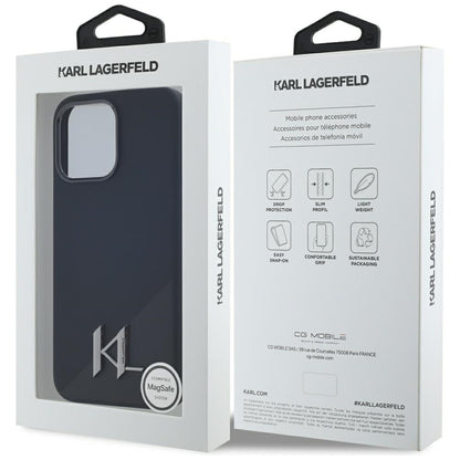 Θήκη MagSafe για Apple iPhone 15 Pro, Karl Lagerfeld, Silicone Shadow Metal Initial, Μαύρη
