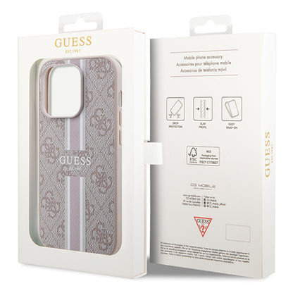 Θήκη MagSafe για Apple iPhone 15 Pro Max, Guess, 4G Printed Stripes, Ροζ