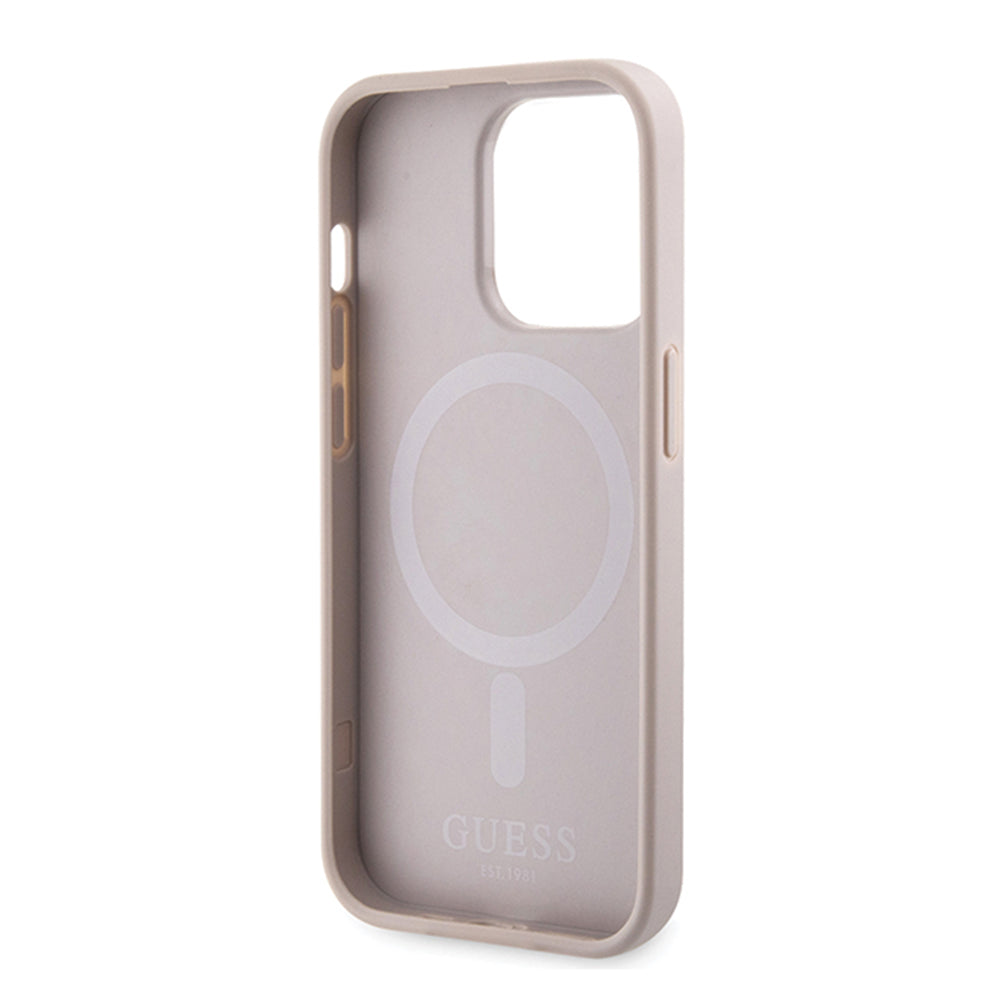 Θήκη MagSafe για Apple iPhone 15 Pro Max, Guess, 4G Printed Stripes, Ροζ