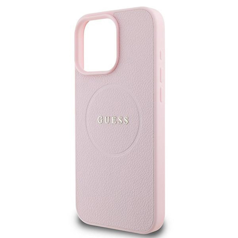 Θήκη MagSafe για Apple iPhone 15 Pro Max, Guess, Grained Gold Ring, Ροζ