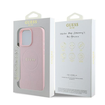 Θήκη MagSafe για Apple iPhone 15 Pro Max, Guess, Grained Gold Ring, Ροζ
