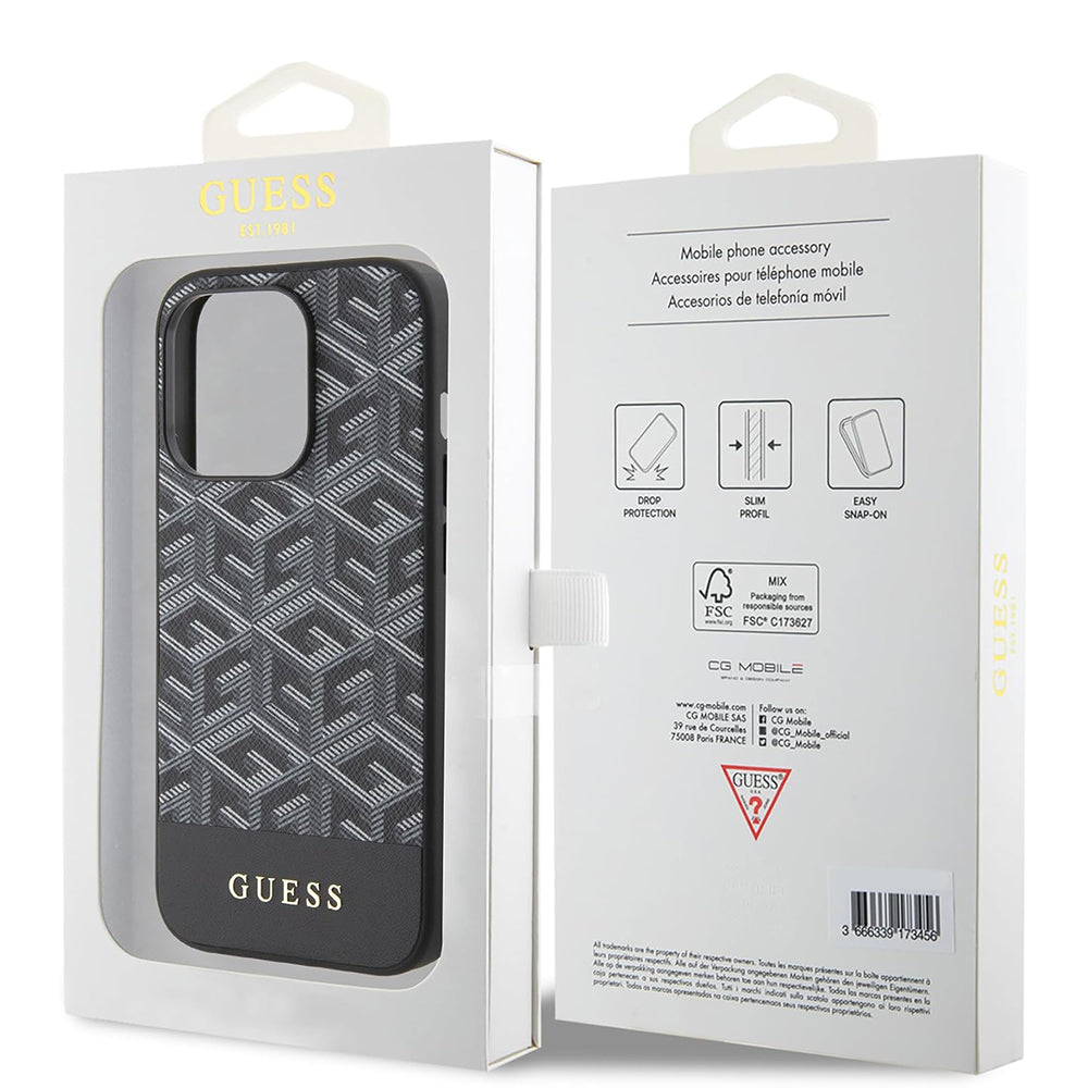Θήκη MagSafe για Apple iPhone 15 Pro Max, Guess, PU G Cube, Μαύρη