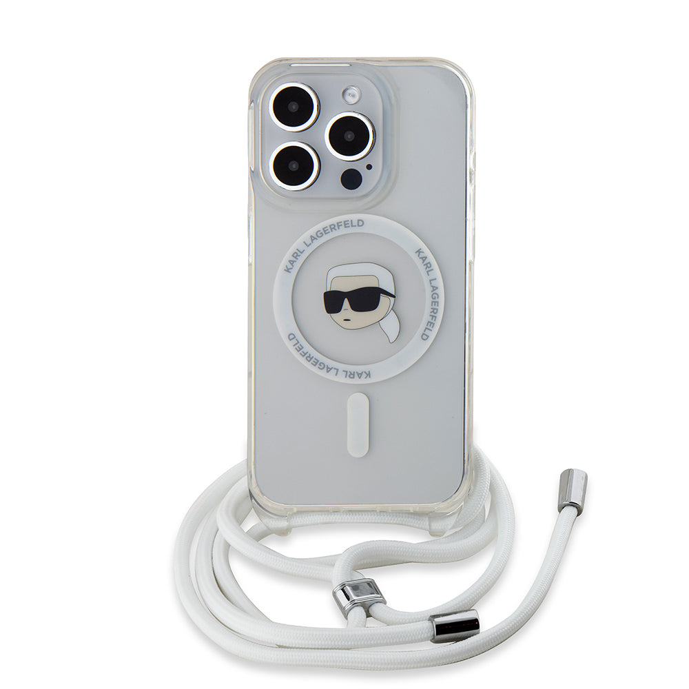 Θήκη MagSafe για Apple iPhone 15 Pro Max, Karl Lagerfeld, IML Crossbody Karl's Head, Διάφανη