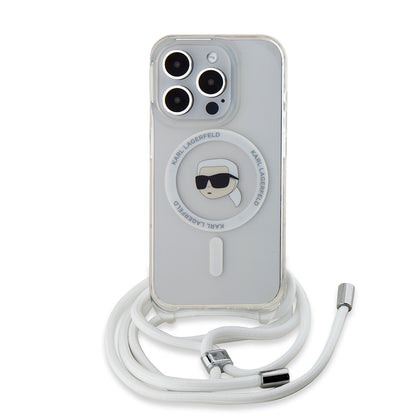 Θήκη MagSafe για Apple iPhone 15 Pro Max, Karl Lagerfeld, IML Crossbody Karl's Head, Διάφανη