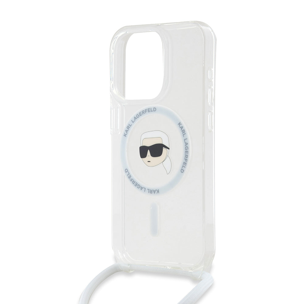 Θήκη MagSafe για Apple iPhone 15 Pro Max, Karl Lagerfeld, IML Crossbody Karl's Head, Διάφανη