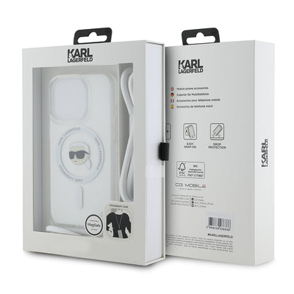 Θήκη MagSafe για Apple iPhone 15 Pro Max, Karl Lagerfeld, IML Crossbody Karl's Head, Διάφανη