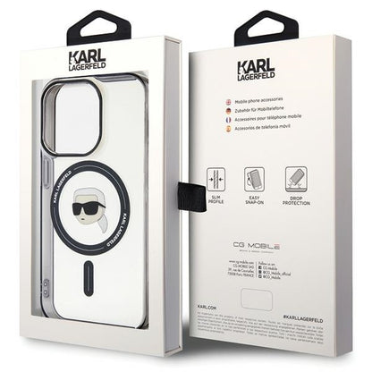 Θήκη MagSafe για Apple iPhone 15 Pro Max, Karl Lagerfeld, IML Karl's Head, Διάφανη