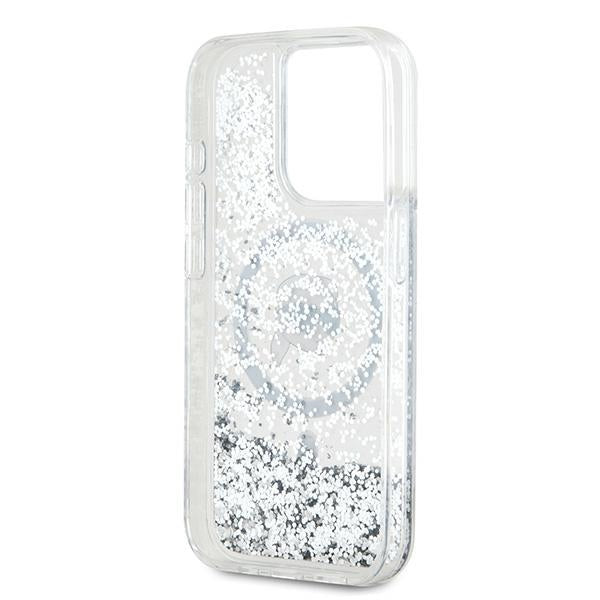 Θήκη MagSafe για Apple iPhone 15 Pro Max, Karl Lagerfeld, Liquid Glitter Karl's Head, Διαφανής
