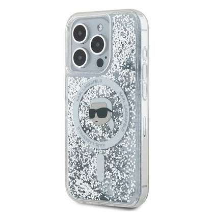 Θήκη MagSafe για Apple iPhone 15 Pro Max, Karl Lagerfeld, Liquid Glitter Karl's Head, Διαφανής
