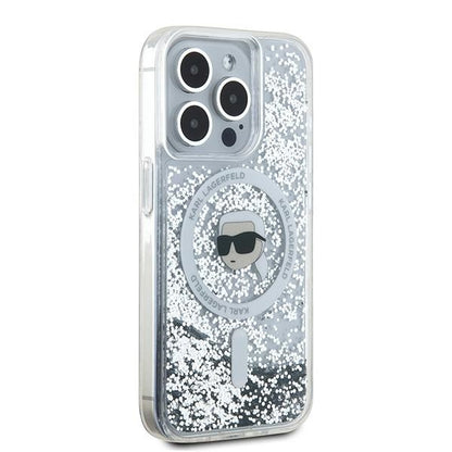 Θήκη MagSafe για Apple iPhone 15 Pro Max, Karl Lagerfeld, Liquid Glitter Karl's Head, Διαφανής