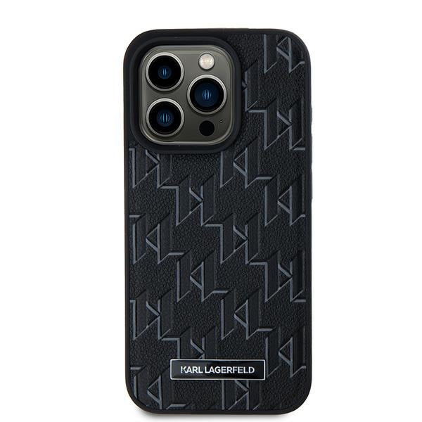 MagSafe Case for Apple iPhone 15 Pro Max, Karl Lagerfeld, Monogram Metal Logo, Black