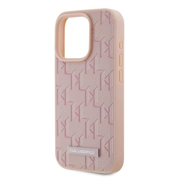 Θήκη MagSafe για Apple iPhone 15 Pro Max, Karl Lagerfeld, Monogram Metal Logo, Ροζ