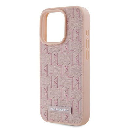 Θήκη MagSafe για Apple iPhone 15 Pro Max, Karl Lagerfeld, Monogram Metal Logo, Ροζ