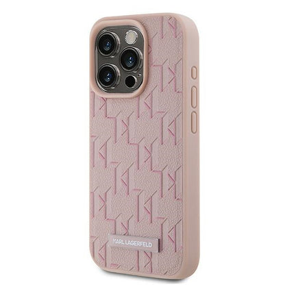Θήκη MagSafe για Apple iPhone 15 Pro Max, Karl Lagerfeld, Monogram Metal Logo, Ροζ