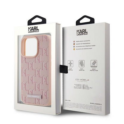 Θήκη MagSafe για Apple iPhone 15 Pro Max, Karl Lagerfeld, Monogram Metal Logo, Ροζ
