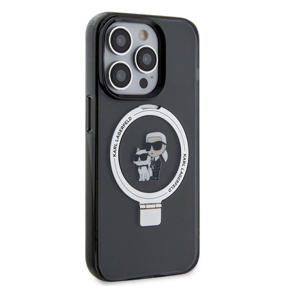 Θήκη MagSafe για Apple iPhone 15 Pro Max, Karl Lagerfeld, Ring Stand Karl & Choupette, Μαύρη
