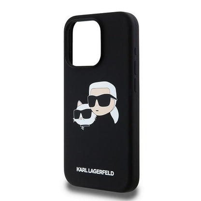 Θήκη MagSafe για Apple iPhone 15 Pro Max, Karl Lagerfeld, Σιλικόνη Karl & Choupette, Μαύρη