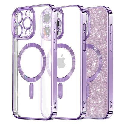 MagSafe Case for Apple iPhone 15 Pro Max, Techsuit, Luxury Glitter, Light Purple