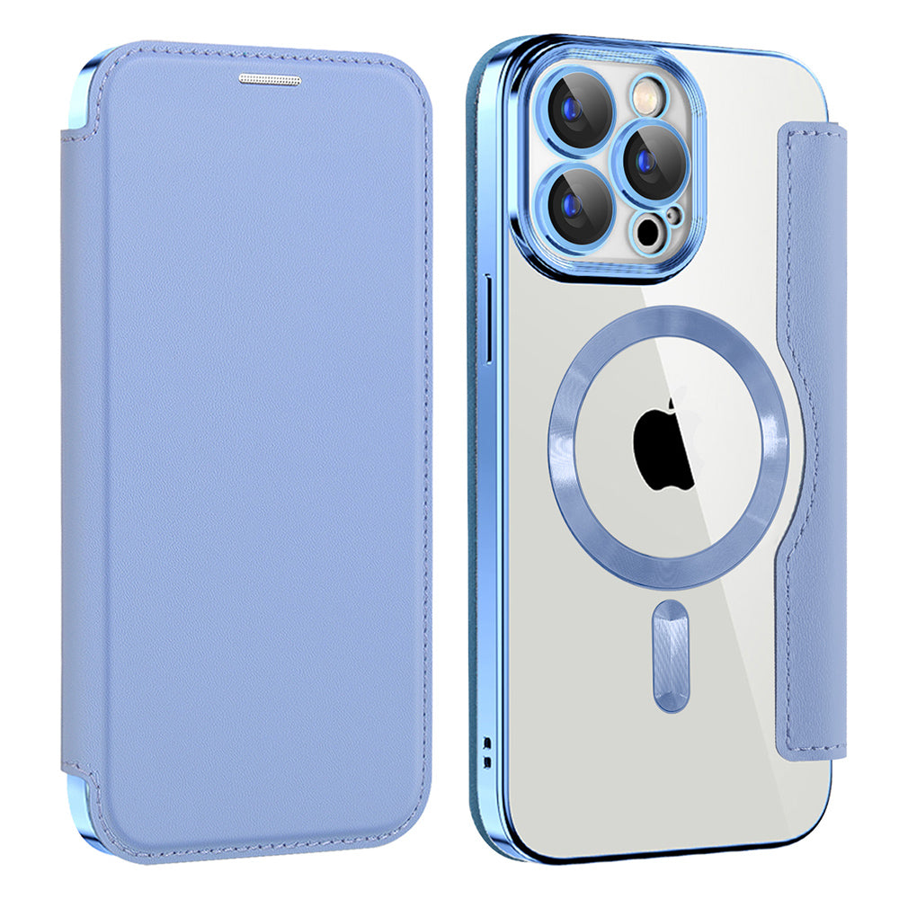 MagSafe Case for Apple iPhone 15 Pro Max, Techsuit, SmartMag Book, Blue