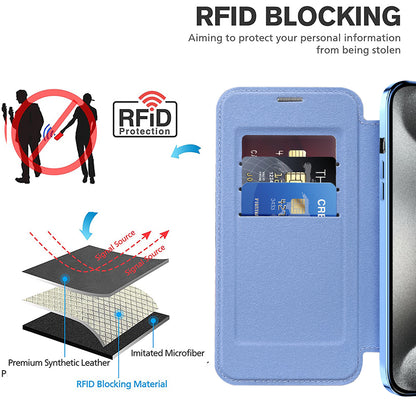 MagSafe Case for Apple iPhone 15 Pro Max, Techsuit, SmartMag Book, Blue