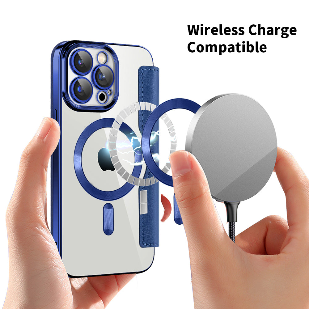 Θήκη MagSafe για Apple iPhone 15 Pro, Techsuit, SmartMag Book, Μπλε