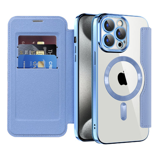 Θήκη MagSafe για Apple iPhone 15 Pro, Techsuit, SmartMag Book, Μπλε