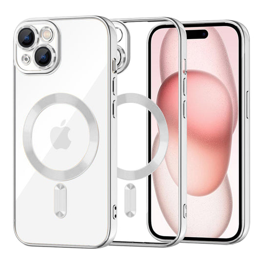 Θήκη MagSafe για Apple iPhone 15, Techsuit, Luxury Crystal, Ασημί
