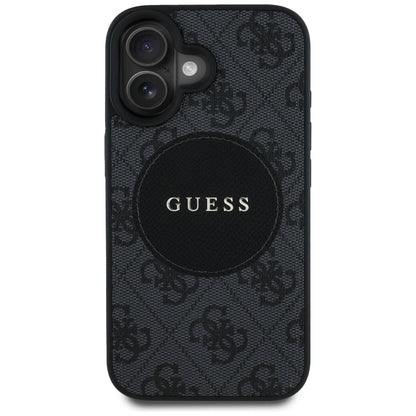 MagSafe Case for Apple iPhone 16, Guess, 4G Circle Classic Logo, Black