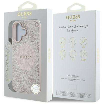 MagSafe Case for Apple iPhone 16, Guess, 4G Circle Classic Logo, Pink