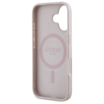 MagSafe Case for Apple iPhone 16, Guess, 4G Flowers Print, Pink