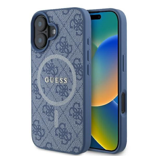 Θήκη MagSafe για Apple iPhone 16, Guess, 4G Ring Classic Logo, Μπλε