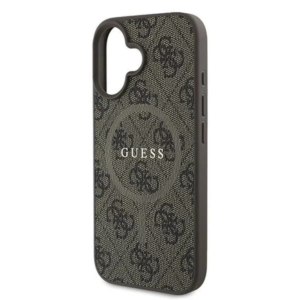 Θήκη MagSafe για Apple iPhone 16, Guess, 4G Ring Classic Logo, Καφέ