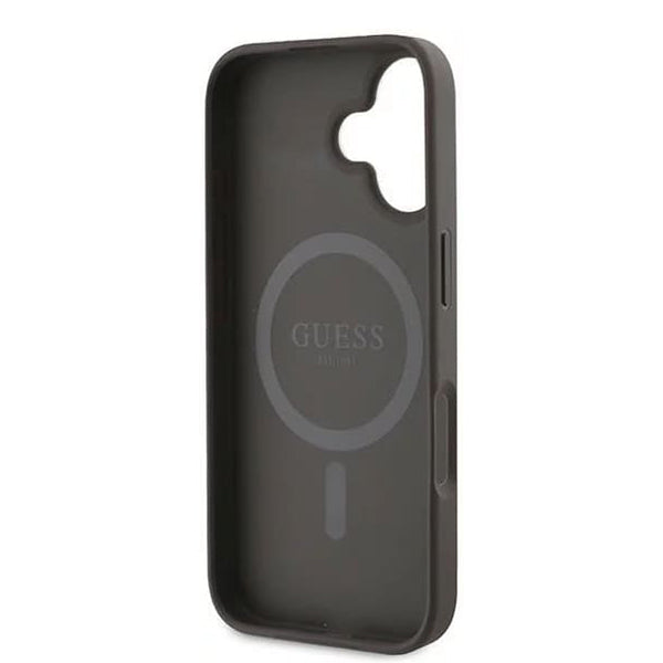 Θήκη MagSafe για Apple iPhone 16, Guess, 4G Ring Classic Logo, Καφέ