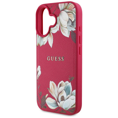 Θήκη MagSafe για Apple iPhone 16, Guess, Grained Flowers, Φούξια