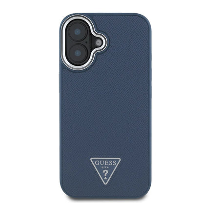 MagSafe Case for Apple iPhone 16, Guess, Grained Triangle Logo, Black