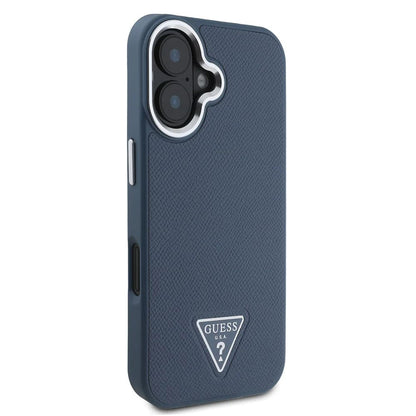 MagSafe Case for Apple iPhone 16, Guess, Grained Triangle Logo, Black