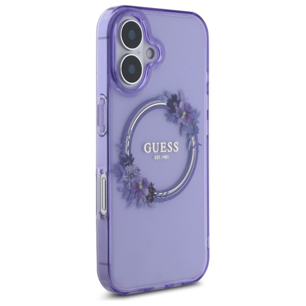 Θήκη MagSafe για Apple iPhone 16, Guess, IML Flowers Wreath, Ροζ