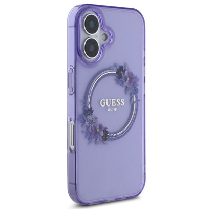 Θήκη MagSafe για Apple iPhone 16, Guess, IML Flowers Wreath, Ροζ