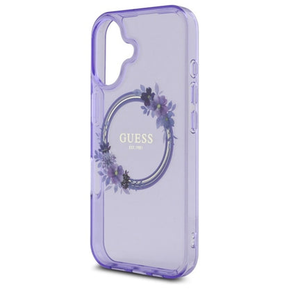 Θήκη MagSafe για Apple iPhone 16, Guess, IML Flowers Wreath, Ροζ